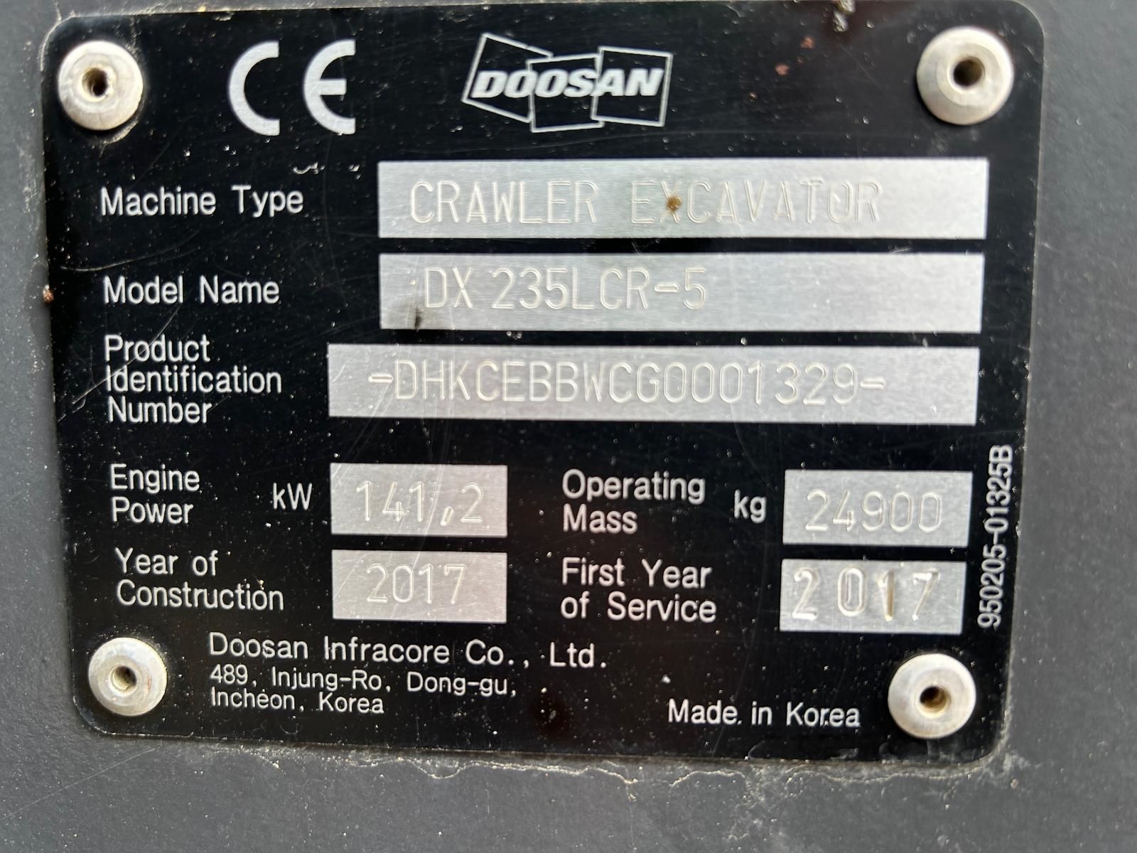 Doosan dx235lcr-5 2017