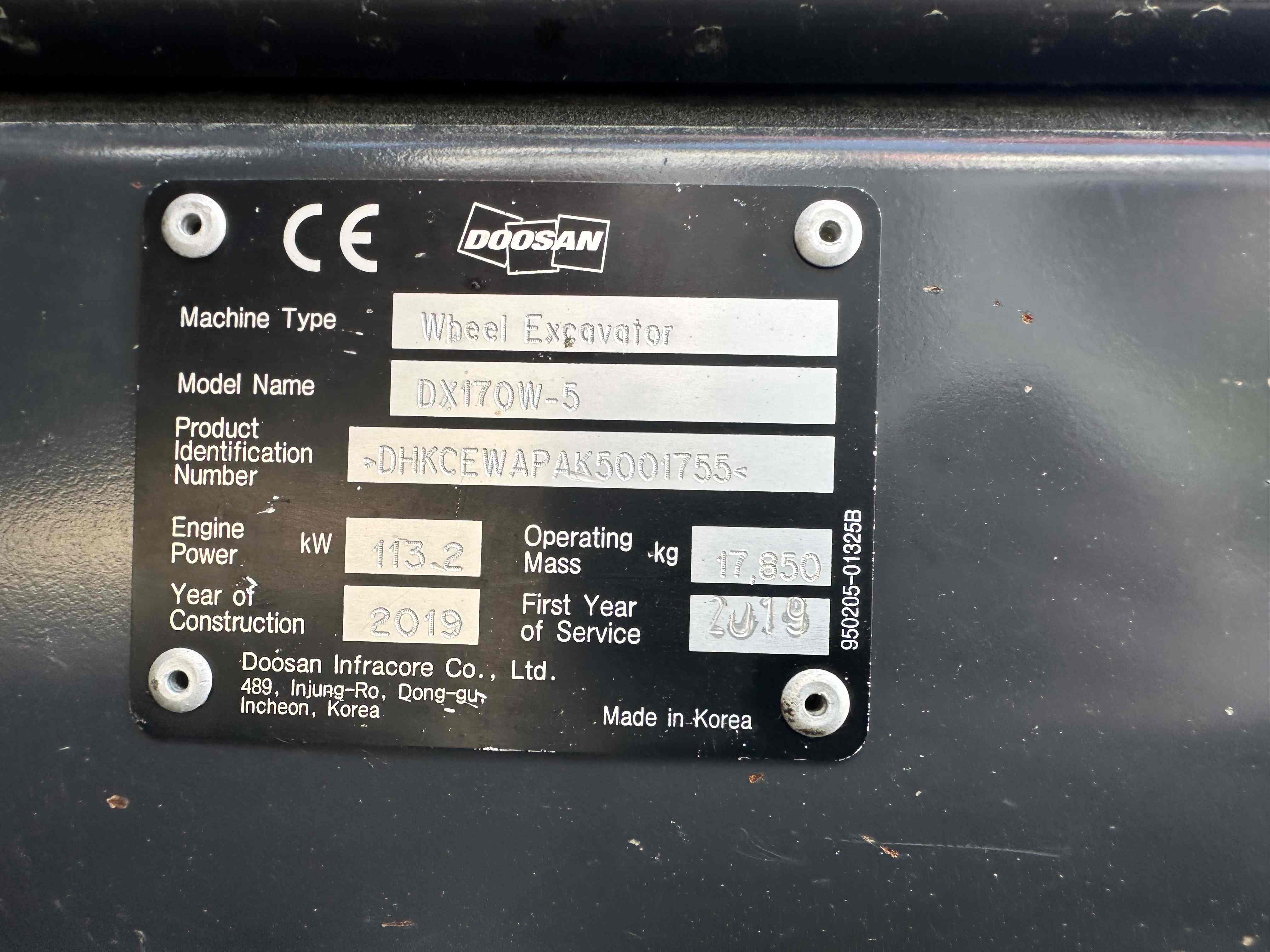 Doosan DX170W-5 artic 2019