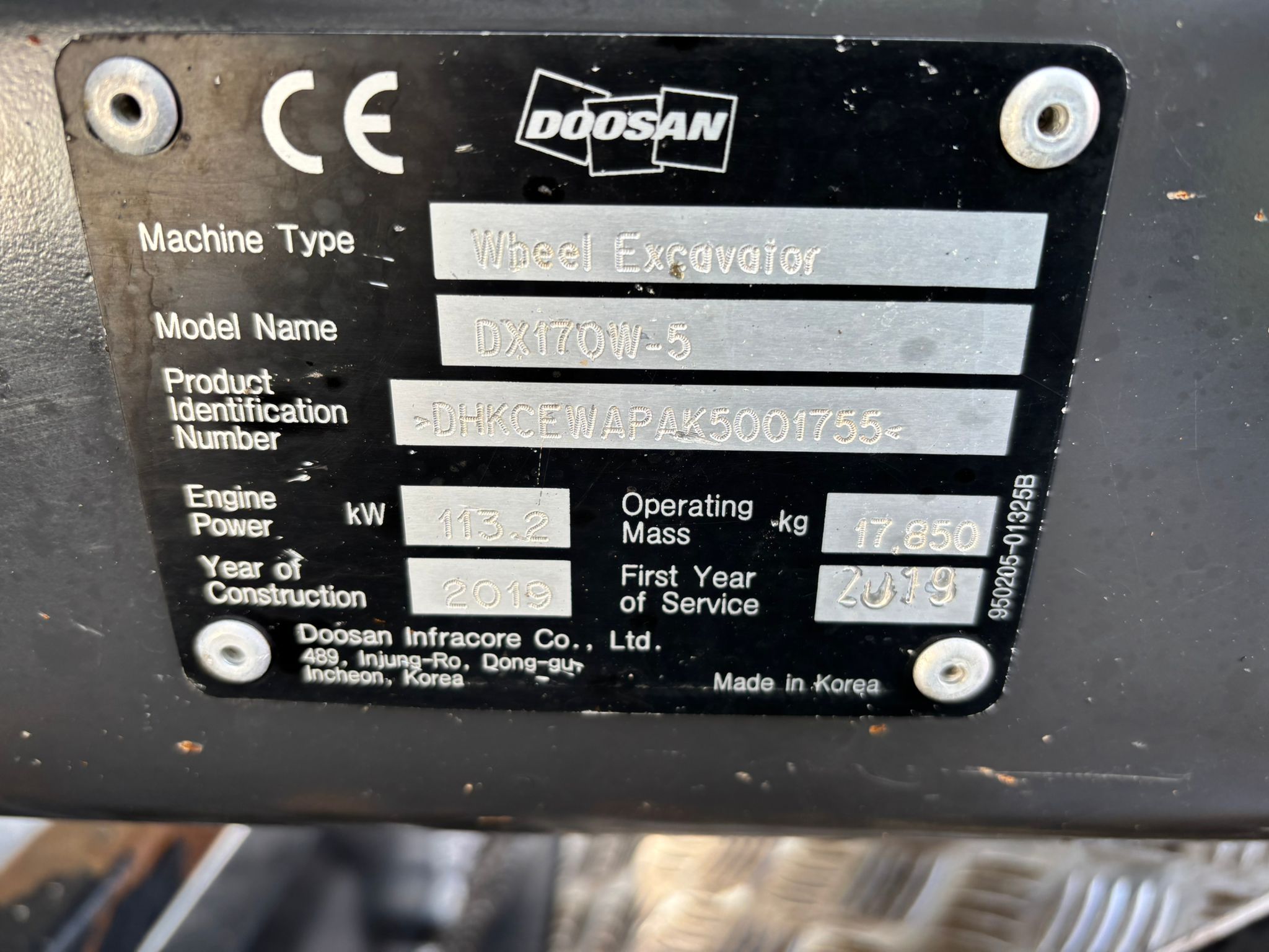 Doosan DX170W-5 artic 2019
