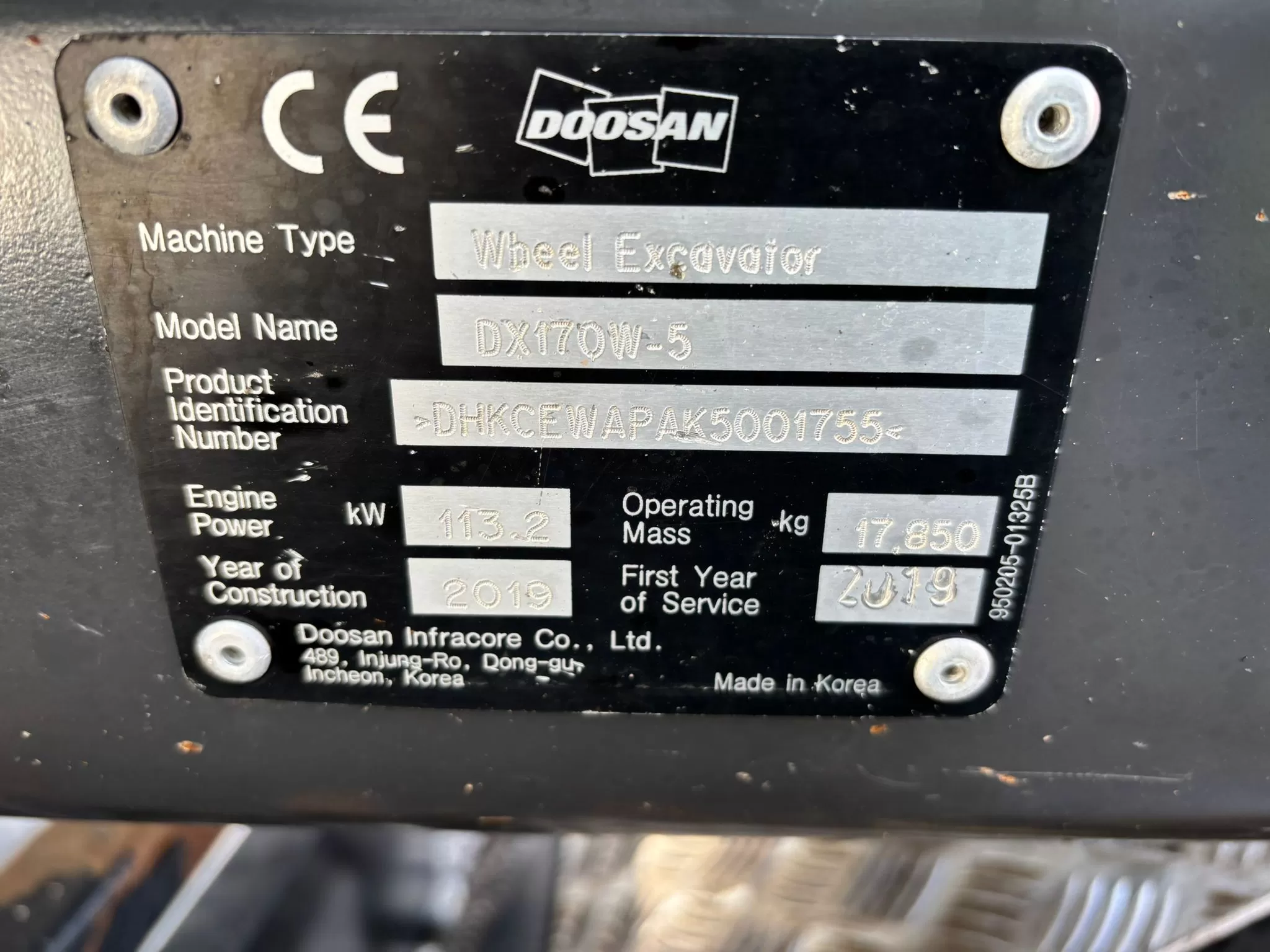 Doosan DX170W-5 artic 2019