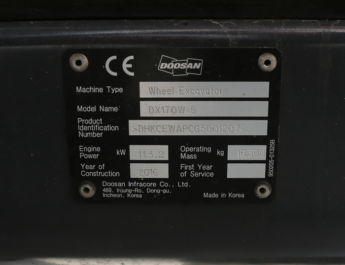 Doosan DX170W-5 2016 Turku