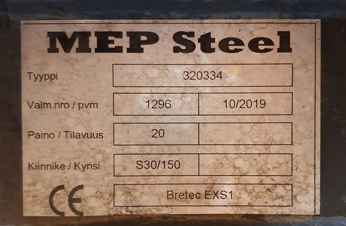 MEP Steel BRETEC EXS1 ISKUVASARAN KIINNIKELEVY S30/150 Lempäälä