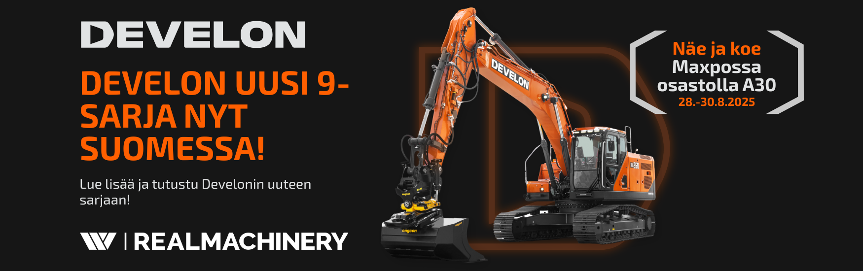 RealMachineryn verkkokaupan etusivu. Develon, Mecalac, McCloskey, Haulotte, Potain, Grove. Maanrakennuskoneet sekä nostimet.
