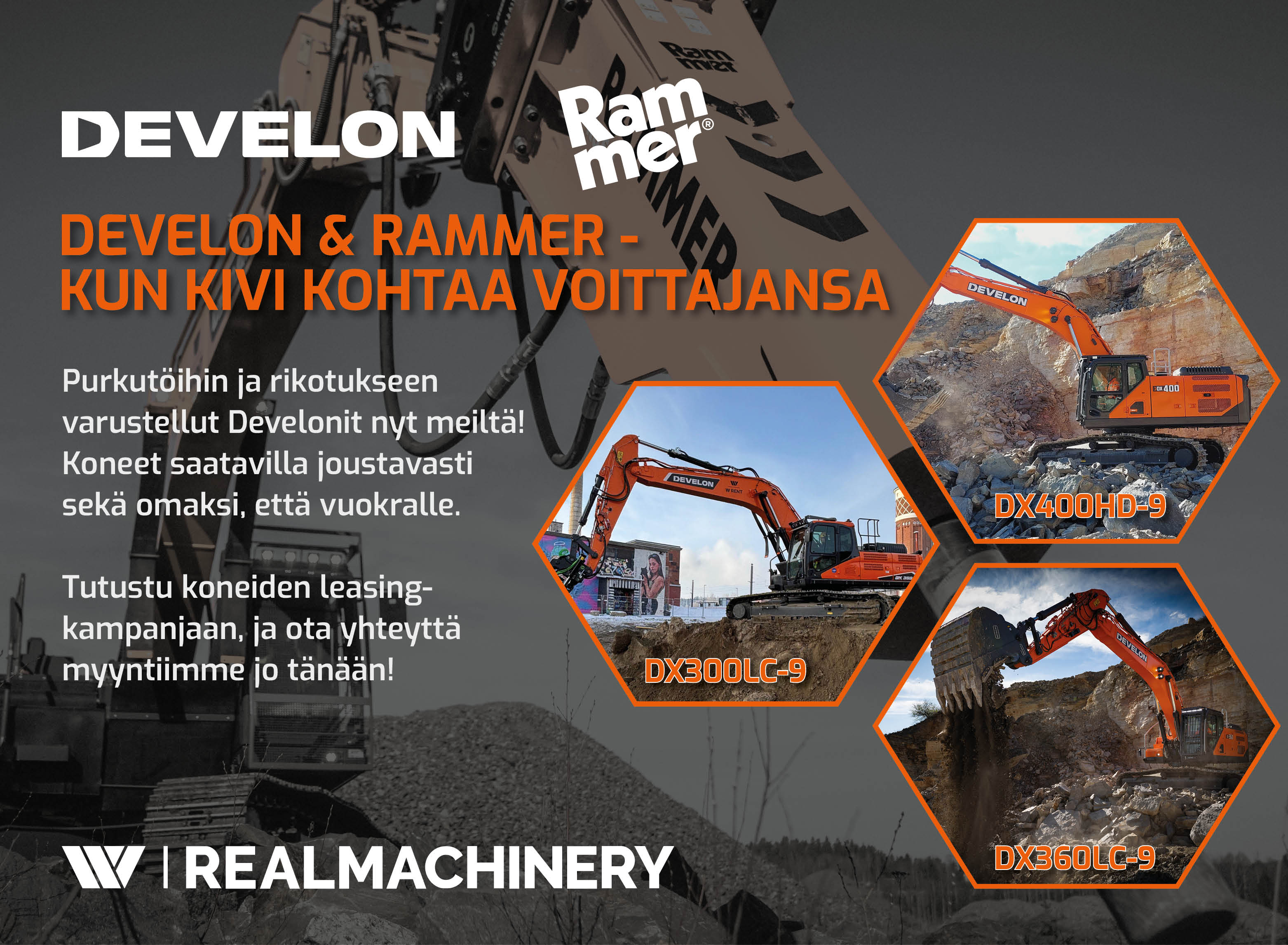 Develon purkukoneet leasing-hinnalla