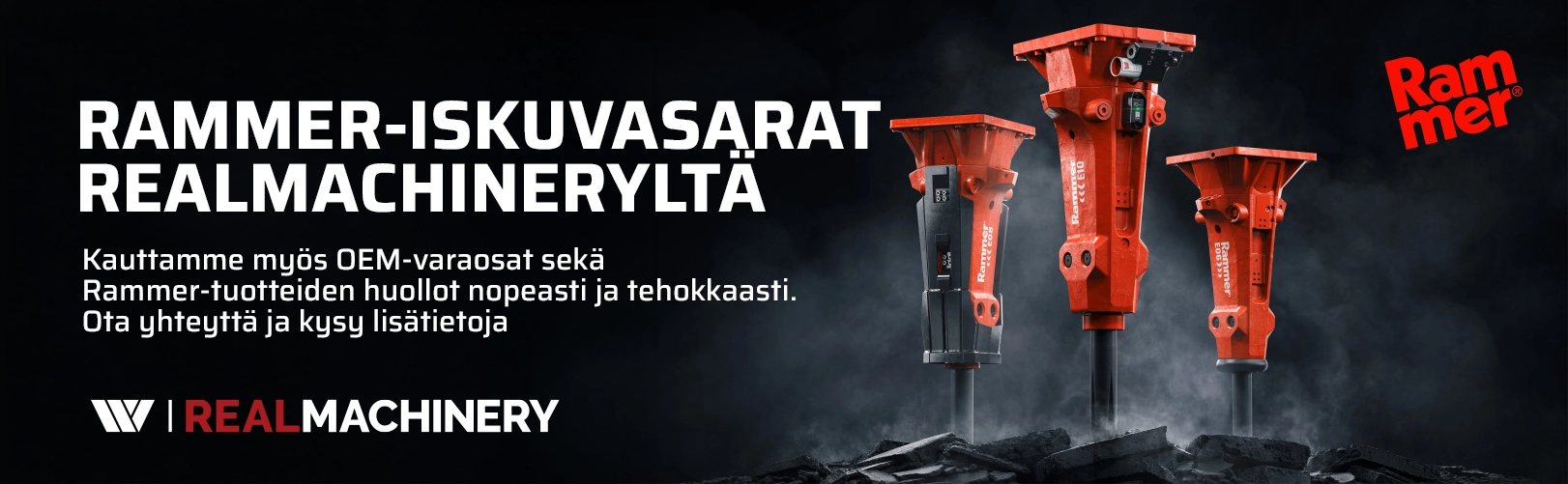 RealMachineryn verkkokaupan etusivu. Develon, Mecalac, McCloskey, Haulotte, Potain, Grove. Maanrakennuskoneet sekä nostimet. Laaja valikoima lisälaitteita, mm. ALLU sekä Rammer.