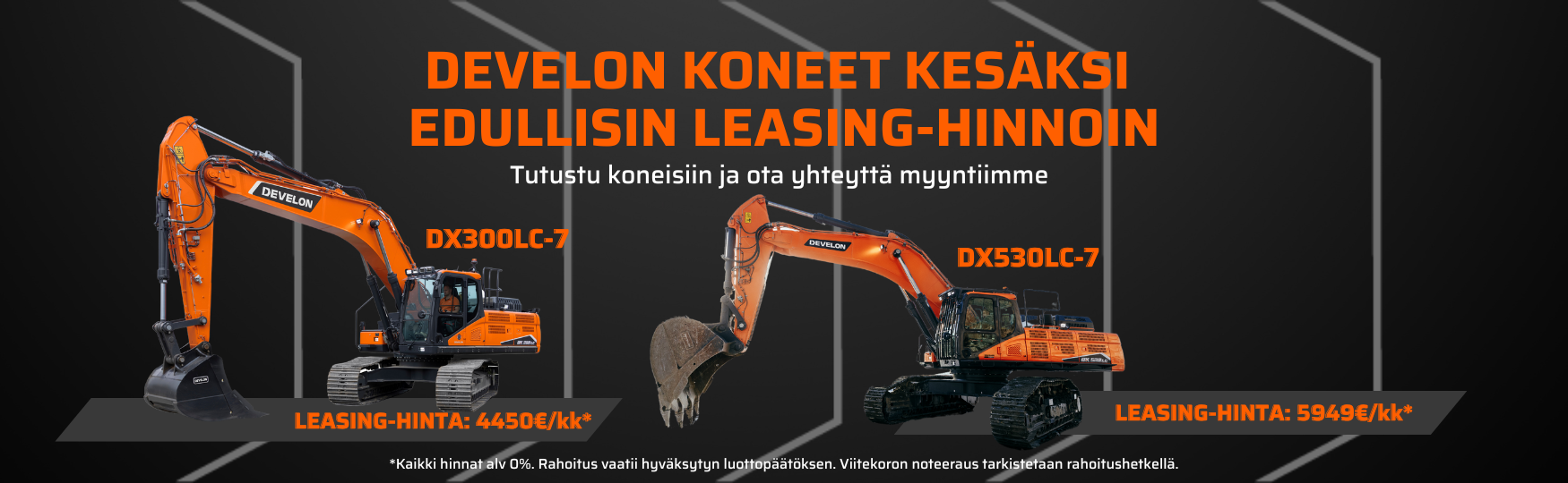 RealMachineryn verkkokaupan etusivu. Develon, Mecalac, McCloskey, Haulotte, Potain, Grove. Maanrakennuskoneet sekä nostimet.