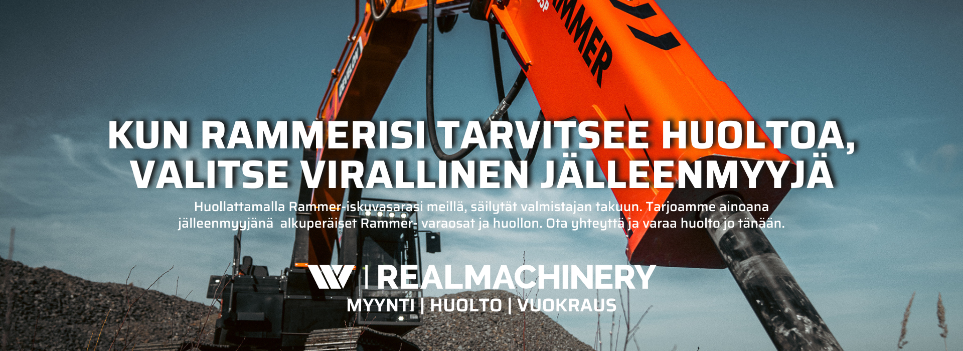 RealMachineryn verkkokaupan etusivu. Develon, Mecalac, McCloskey, Haulotte, Potain, Grove. Maanrakennuskoneet sekä nostimet. Laaja valikoima lisälaitteita, mm. ALLU sekä Rammer.