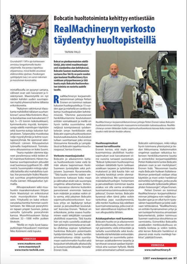 RealMachineryn verkosto täydentyy huoltopisteillä